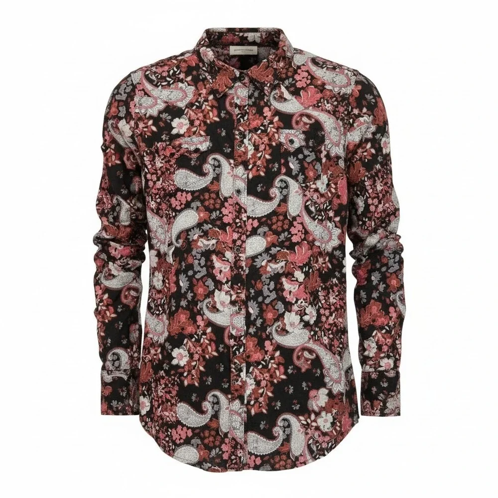 Ariat Womens Paisley Floral Snap Front Shirt Cotton Western Casual Large - Picture 9 of 9